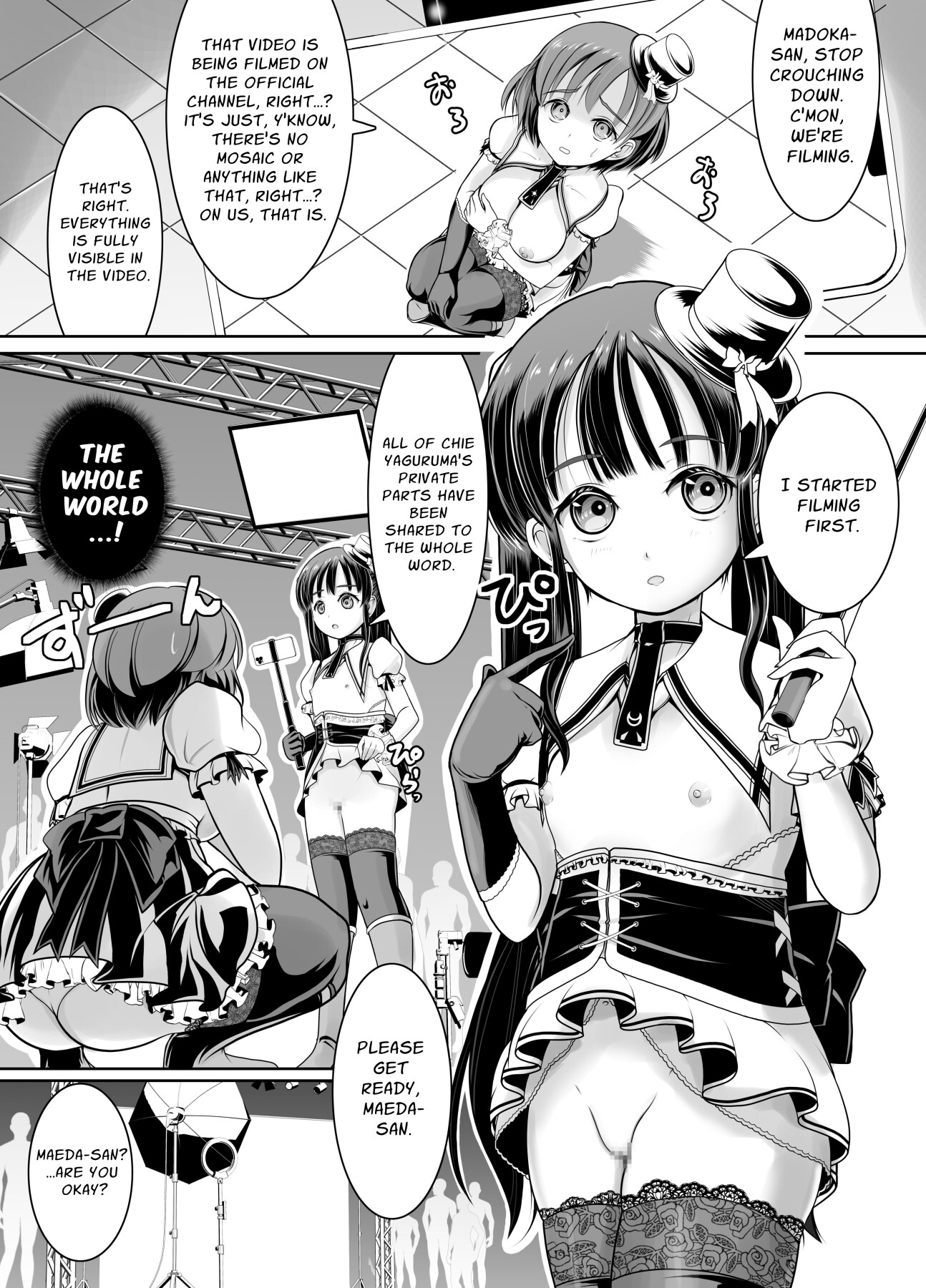 Hentai Manga Comic-Rookie Exhibitionist Idols: Fully Exposed Self-Introduction Livestream-Read-14